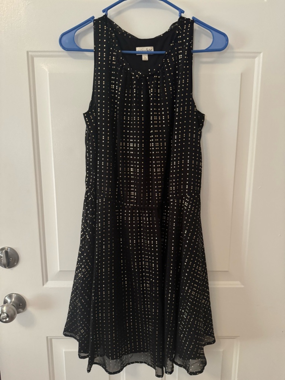 Maison Jules Black Dress with Gold Dot Pattern